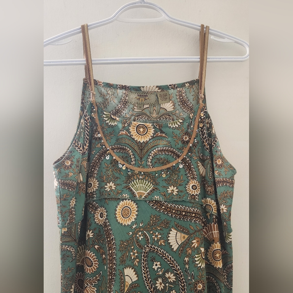 Vasna Desire Bohemian Green Patterned Dress, Size Medium, Cotton. - Picture 2 of 14
